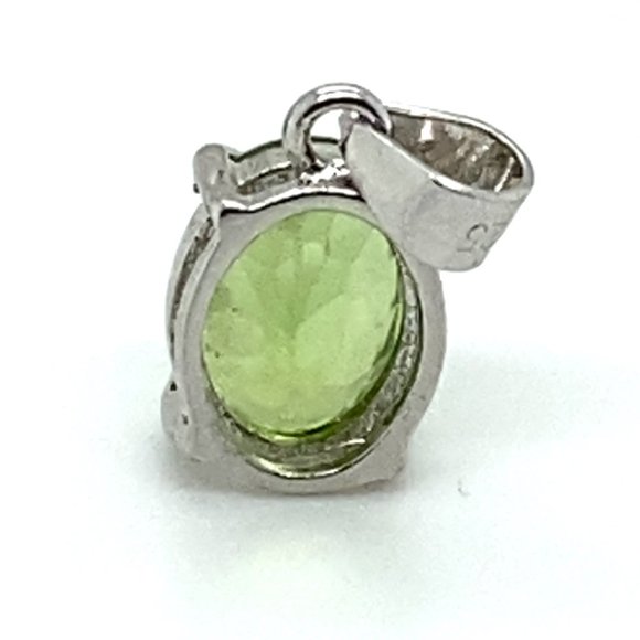 Peridot 1.20ct White Gold Finish Solid 925 Sterling Silver Pendant - Picture 6 of 6